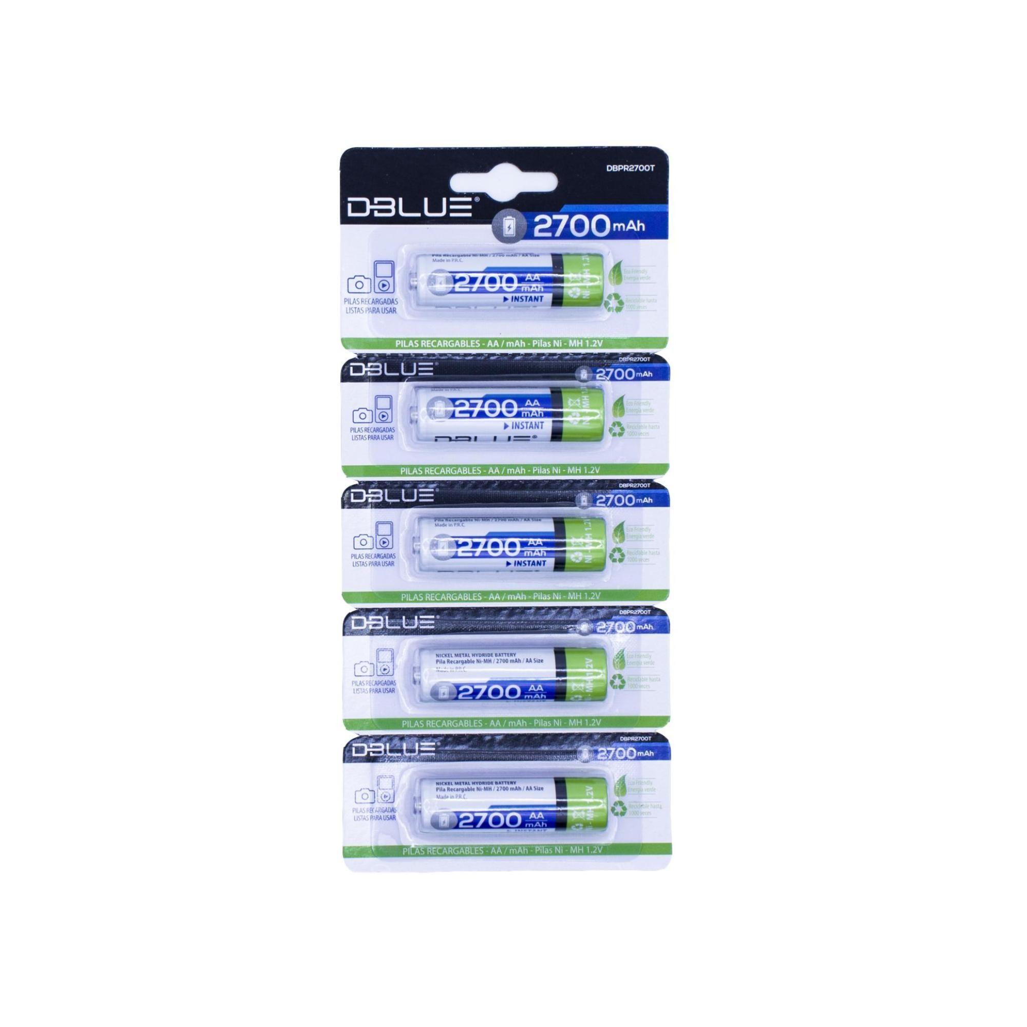 Pack 5 Pilas Recargables AA 2700 mAh Dblue-1