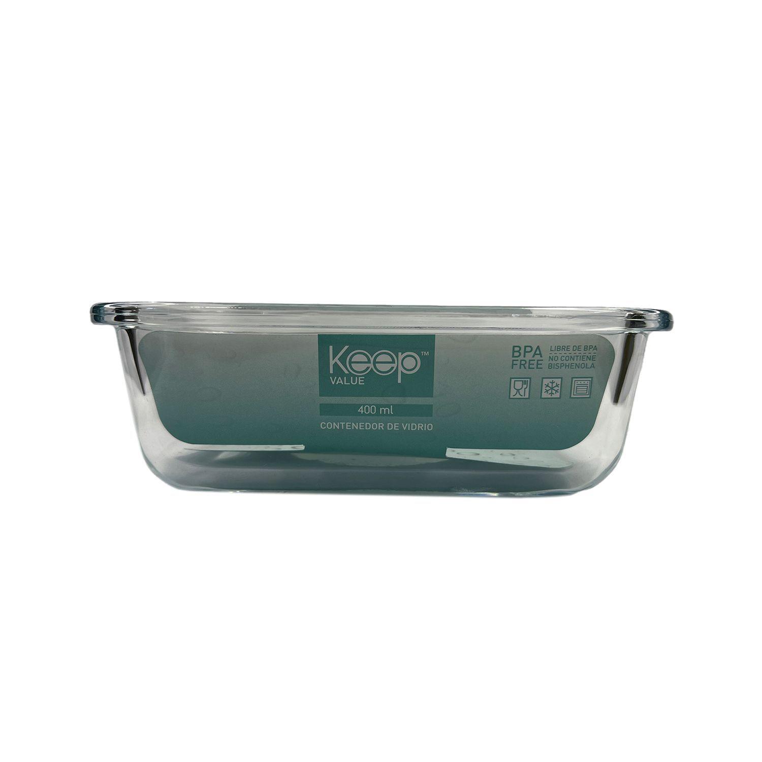 Pack 3 Taper Hermético Rectángulo de Vidrio 400 ml - Keep-3