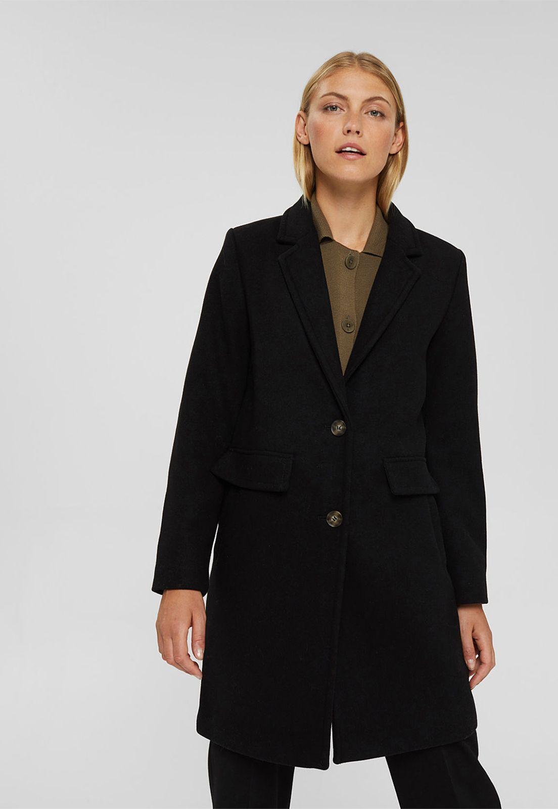 Abrigo En Mezcla De Lana Esprit-0