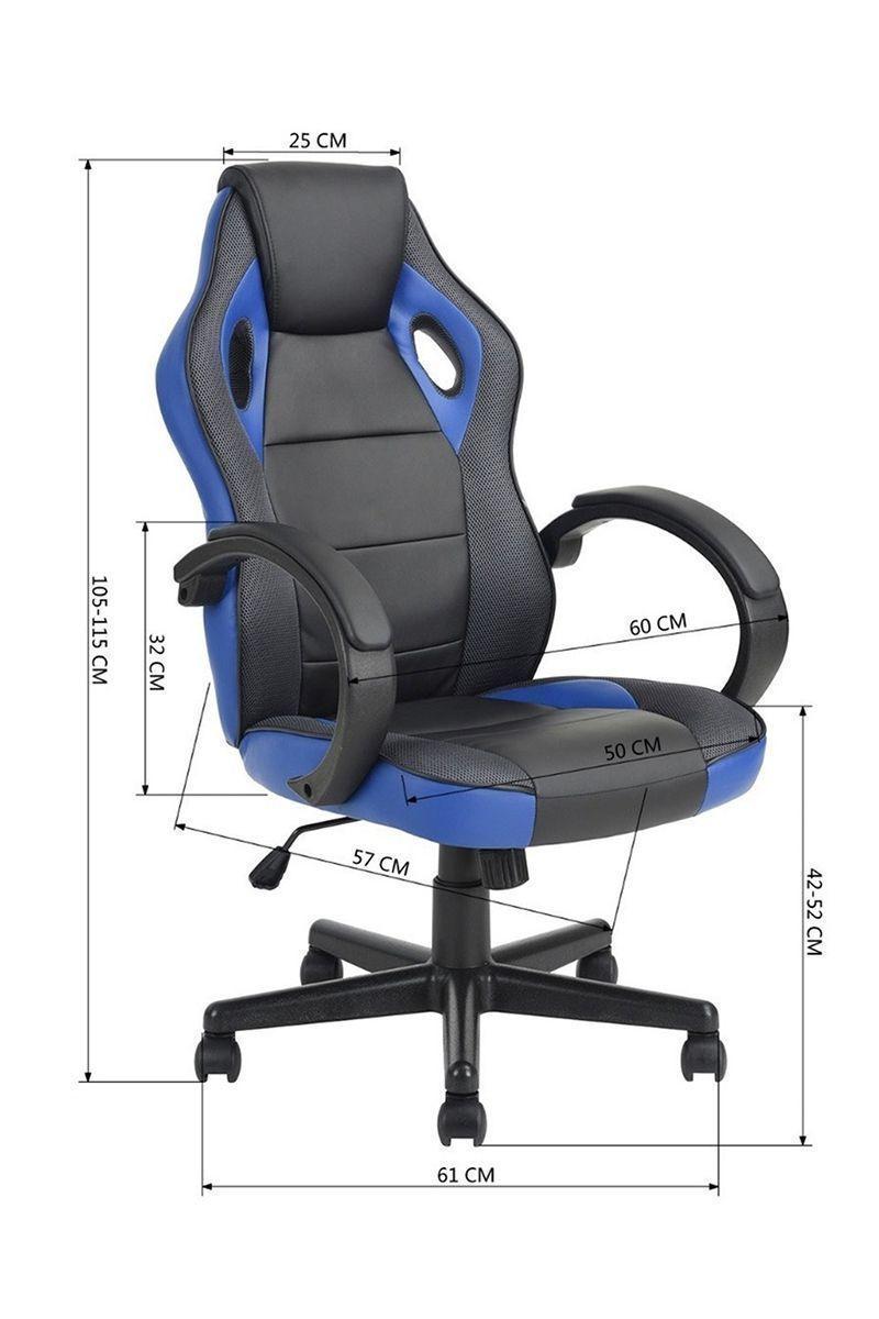 Silla Gamer Pu Ergonómica Escritorio Tunney Azul-2