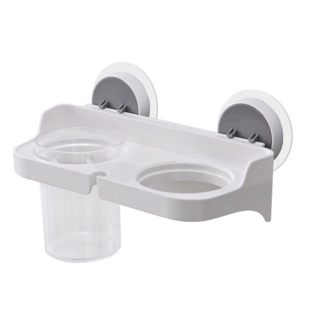 Soporte de Baño para Secador De Pelo y Porta Cepillos de Dientes-0