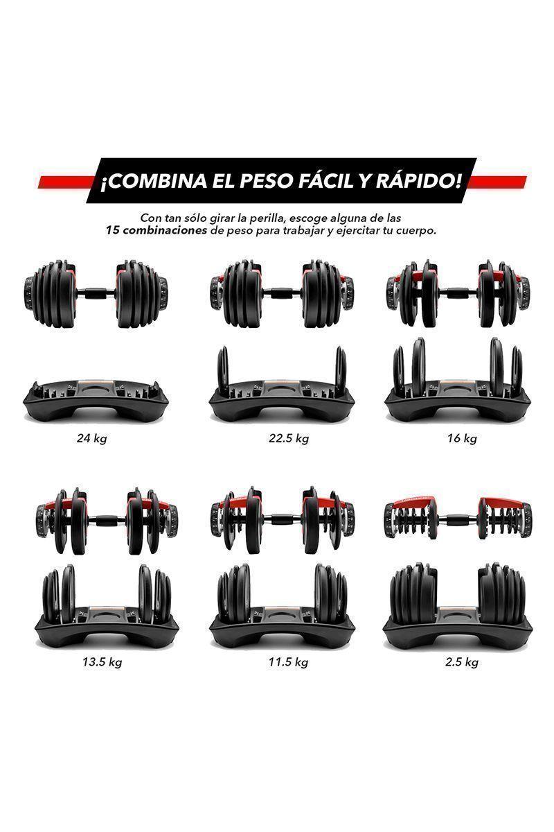 Mancuerna Ajustable Automática 24 Kg Rojo-4