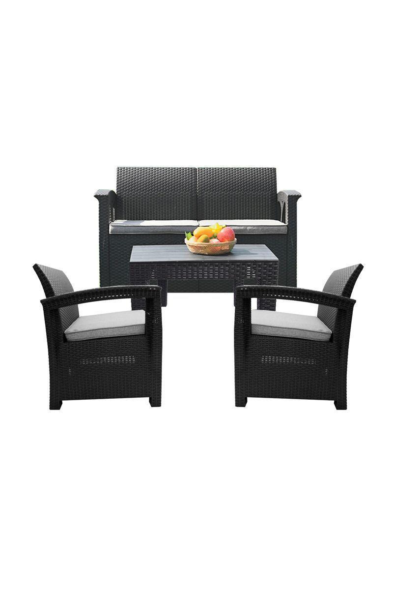 Juego de terraza 4 piezas Café-0