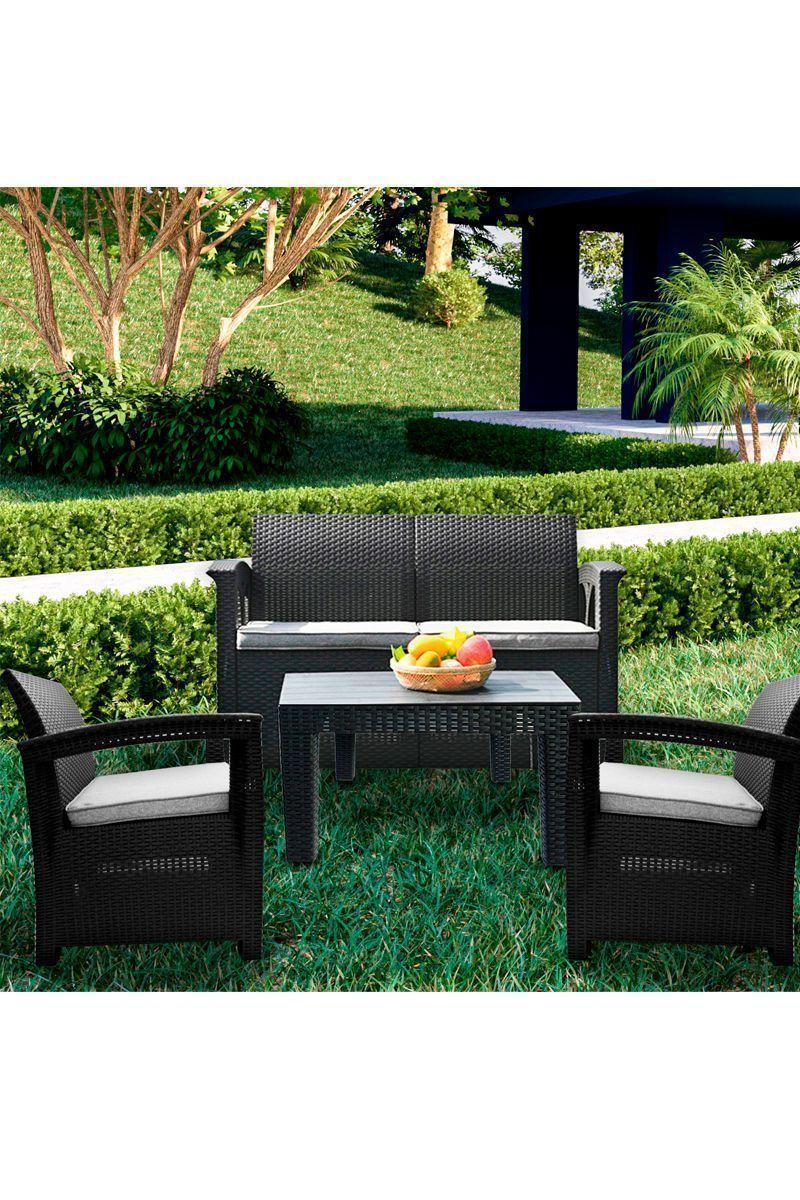 Juego de terraza 4 piezas Café-1