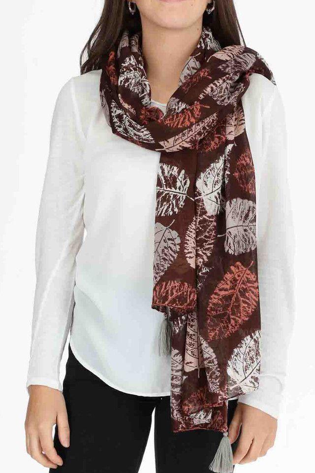 Pañuelo Estampado Leaf Café ID-1