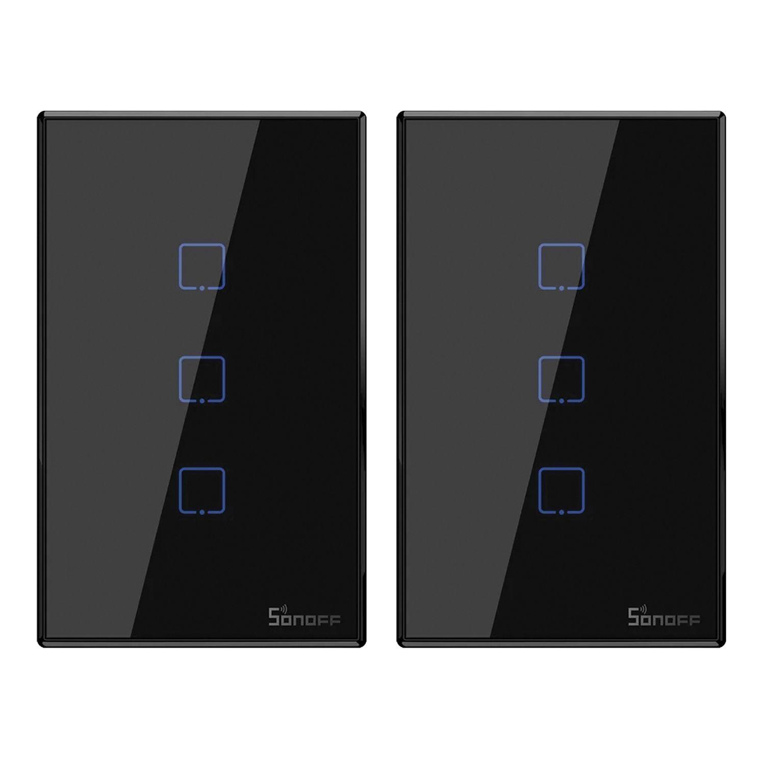 Pack 2 Interruptores Smart 3 Canales Negro WiFi + RF T3US3C Sonoff-0