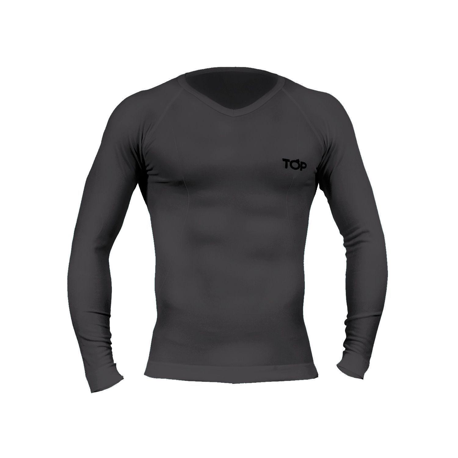 Camiseta Microfibra Negra Cuello V TOP Gris-0