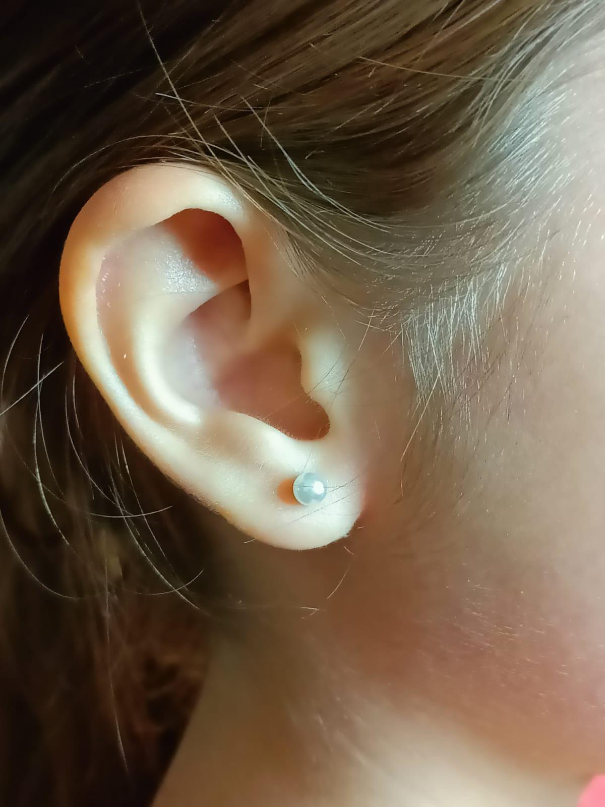 Aros Abridores bebe Seguridad Perla 5mm Hipoalergénico Niñas Adultos-1