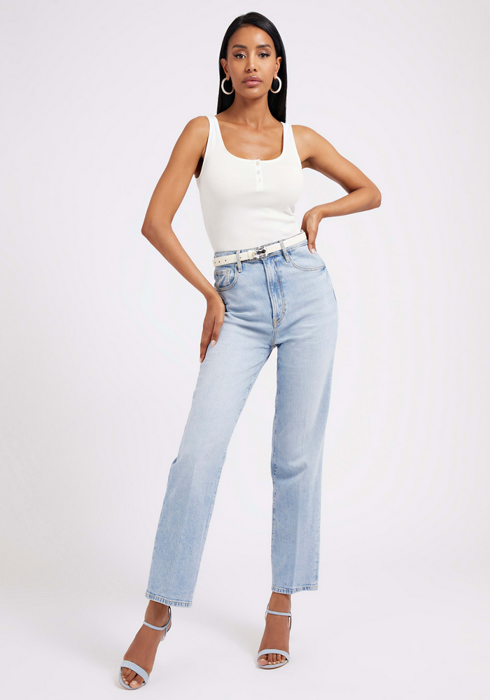 Polera Guess Sl Lyra Dyed Henley Tank F0D9 Blanco-0