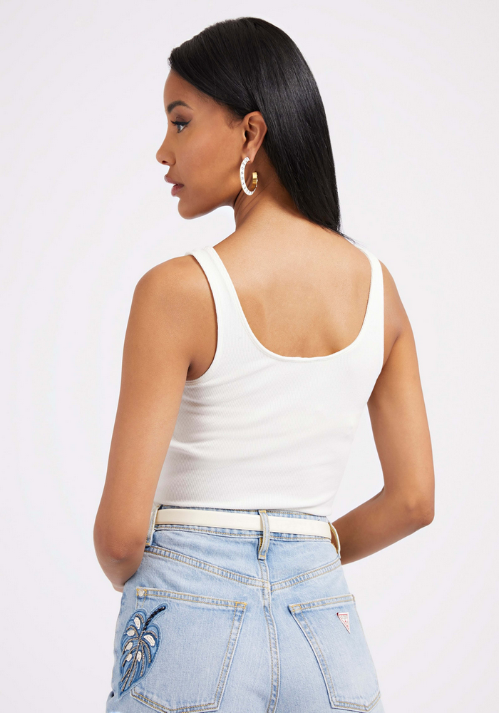 Polera Guess Sl Lyra Dyed Henley Tank F0D9 Blanco-2