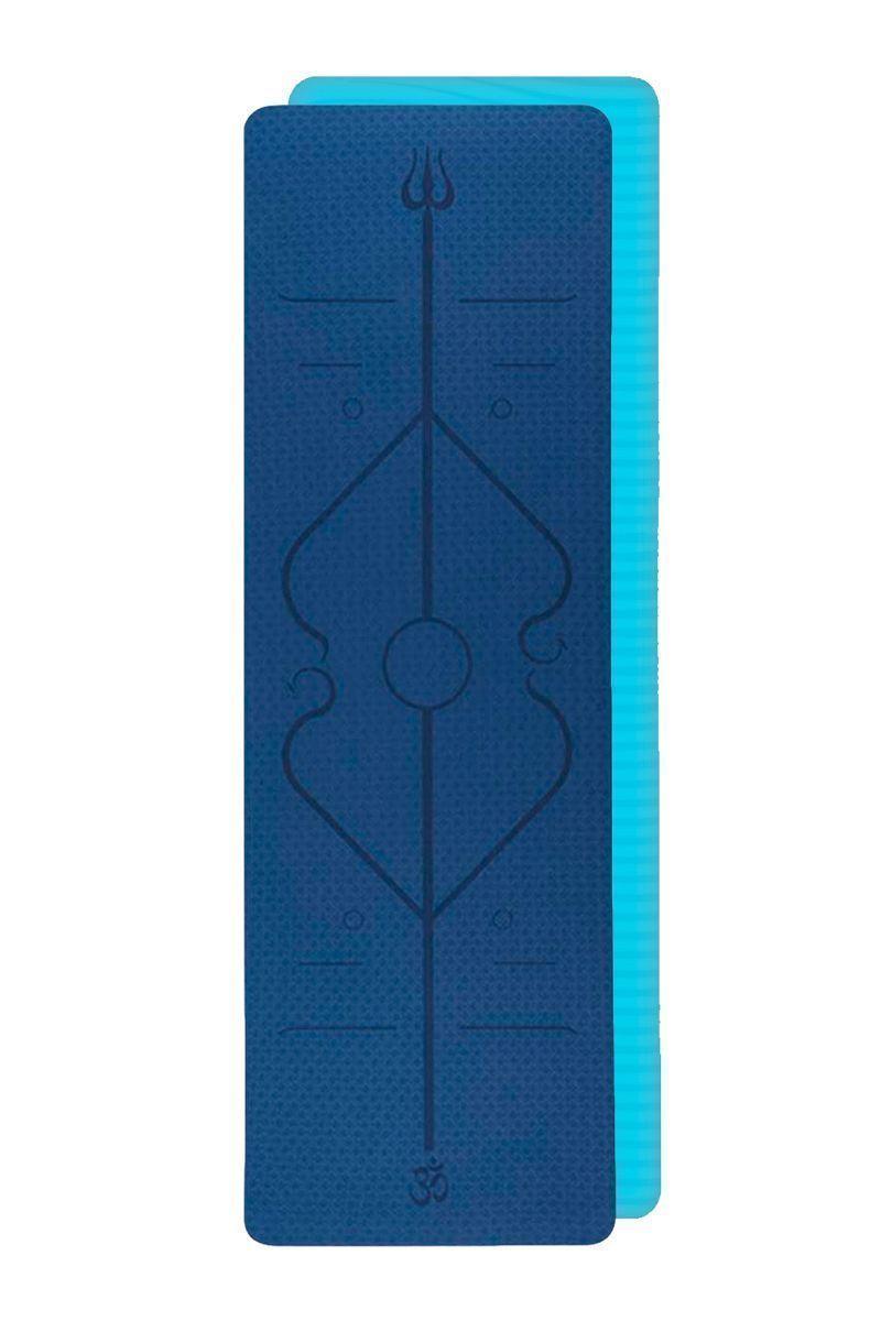 Mat Yoga Diseño Líneas Ajuste Corporal Azul-0