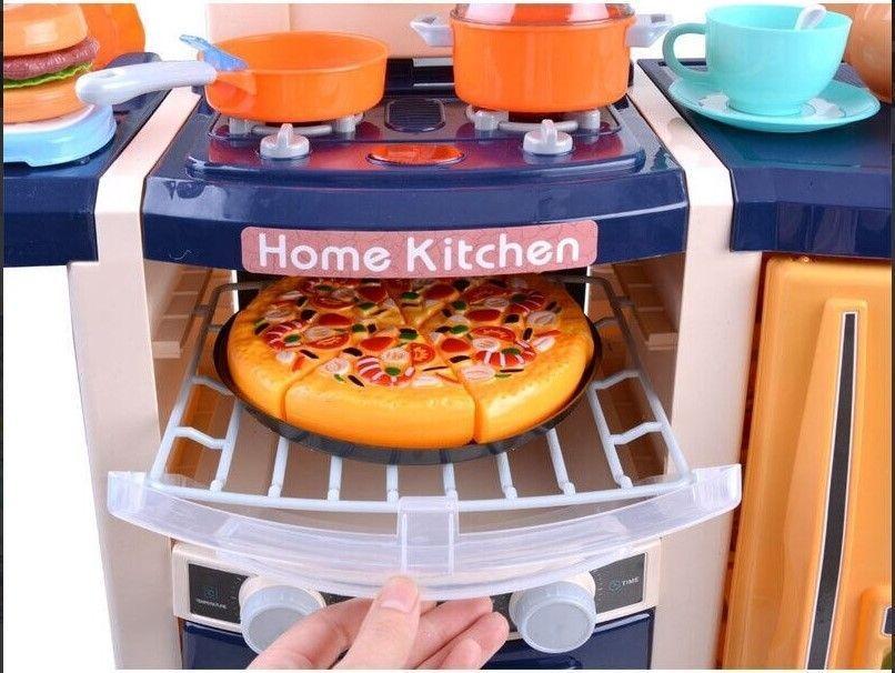 Cocina Juguete 65 Pcs Azul 100cm Altura, Multifuncional-2