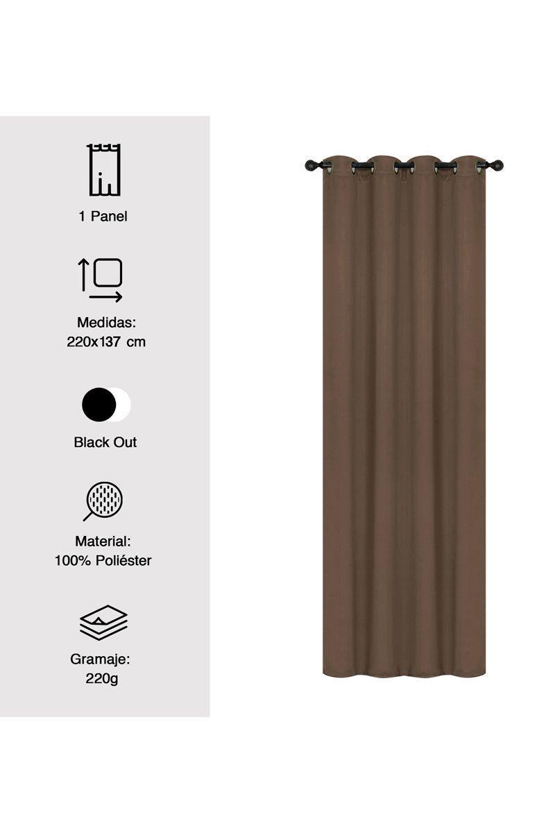 Cortina Black Out con Ojales 137x220 cm Café-2