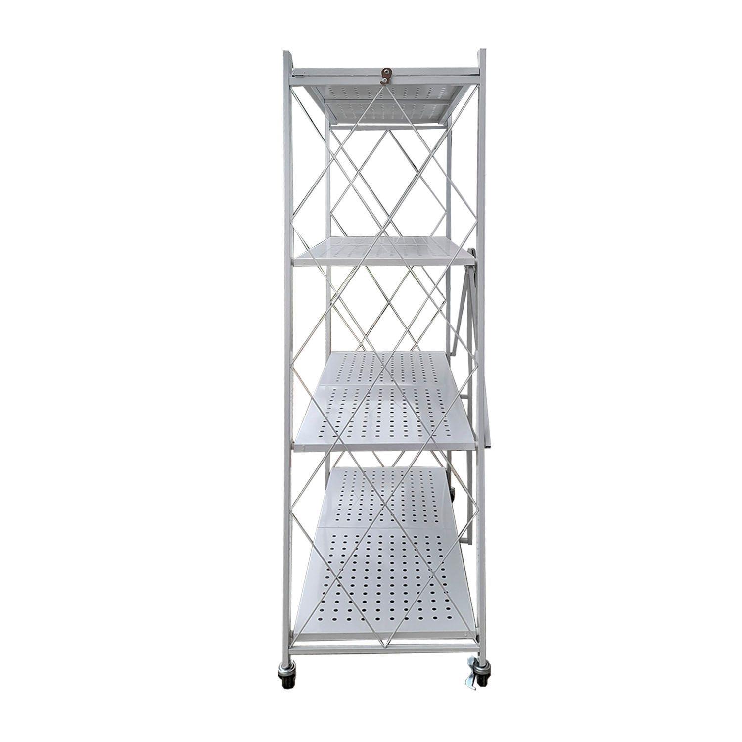 Estante  Plegable con Ruedas 4 niveles Blanco-3