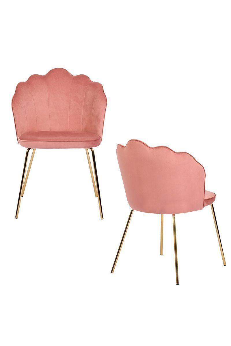 Pack 2 Sillas de Comedor de Terciopelo Rosa-14