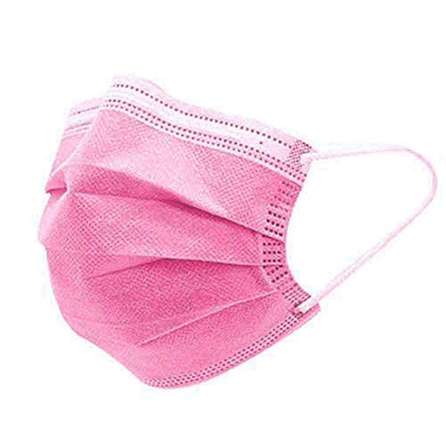 Caja 50 mascarillas Faciales 3 Pliegues Rosado-0