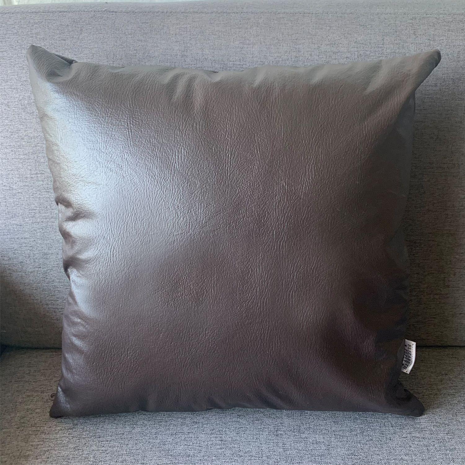 Cojin Decorativo EcoCuero Cafe Oscuro 45x45 Relleno-2
