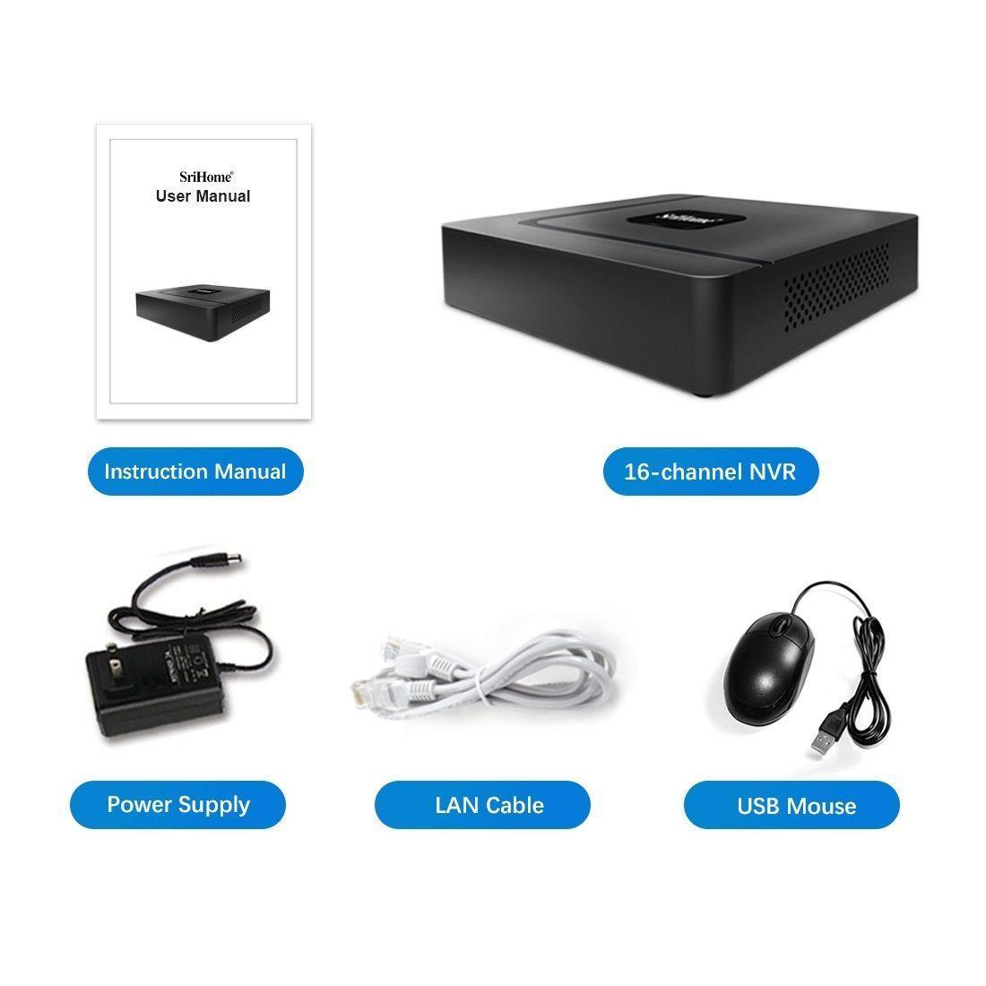 Grabador NVR ONVIF Sricam Shrihome NVS003 16 Canales 4K-4