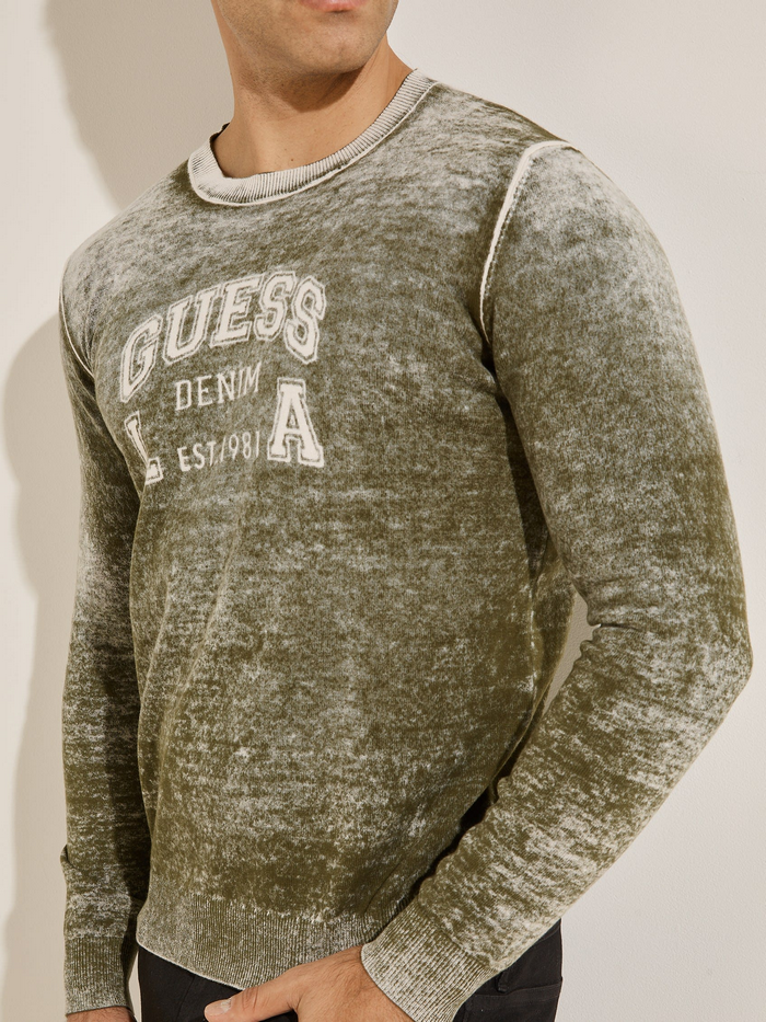Tejido Guess Mason Printed Cn Swtr 12 Gg  Verde-2