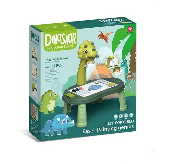 Mesa Musical De Dibujo Verde De Dinosaurio Con Proyector Para Niño-2
