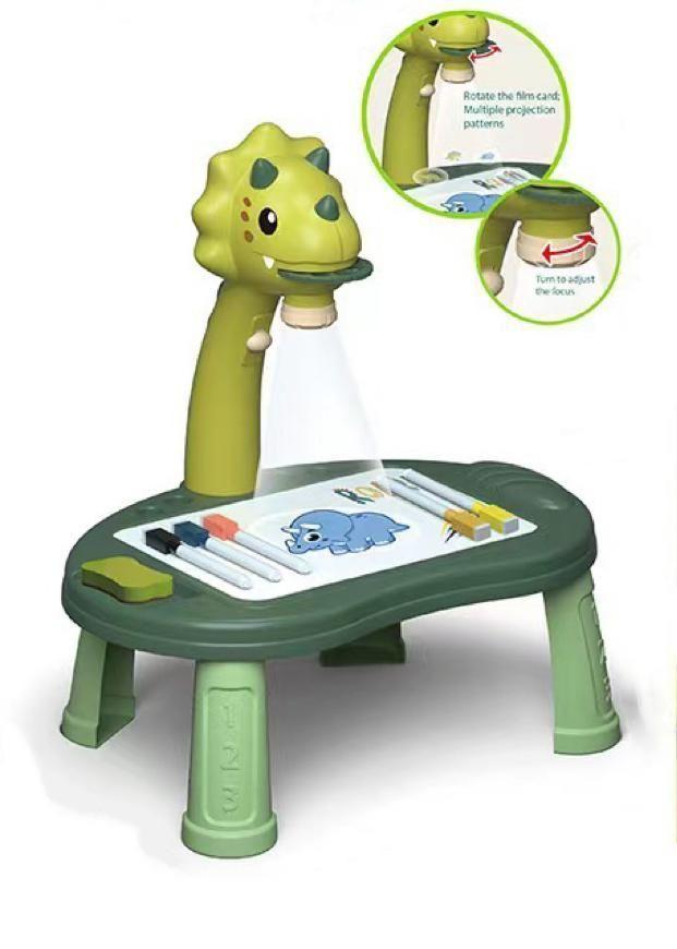 Mesa Musical De Dibujo Verde De Dinosaurio Con Proyector Para Niño-1