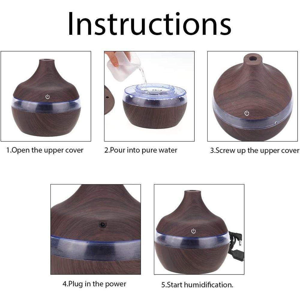 Humidificador Purificador Difusor de Aroma Ultrasonico Madera Oscuro-2