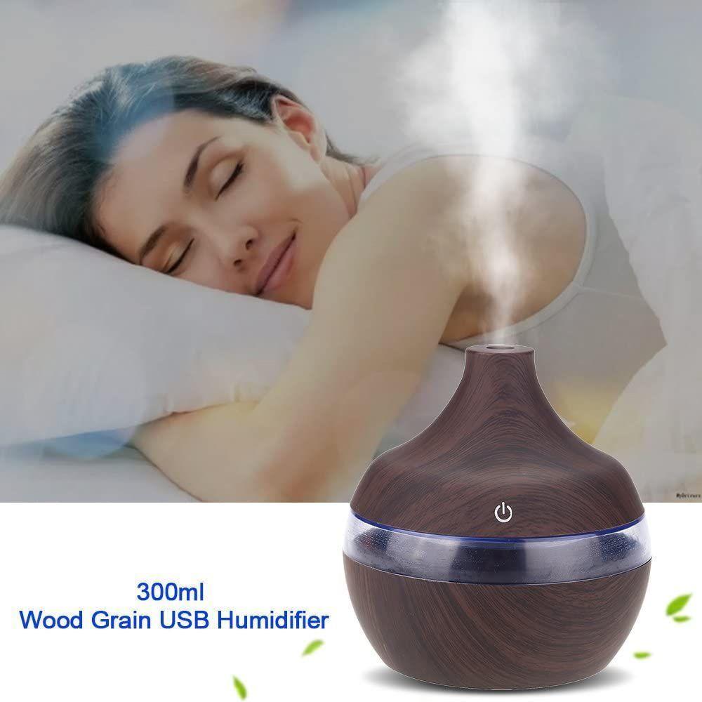 Humidificador Purificador Difusor de Aroma Ultrasonico Madera Oscuro-3