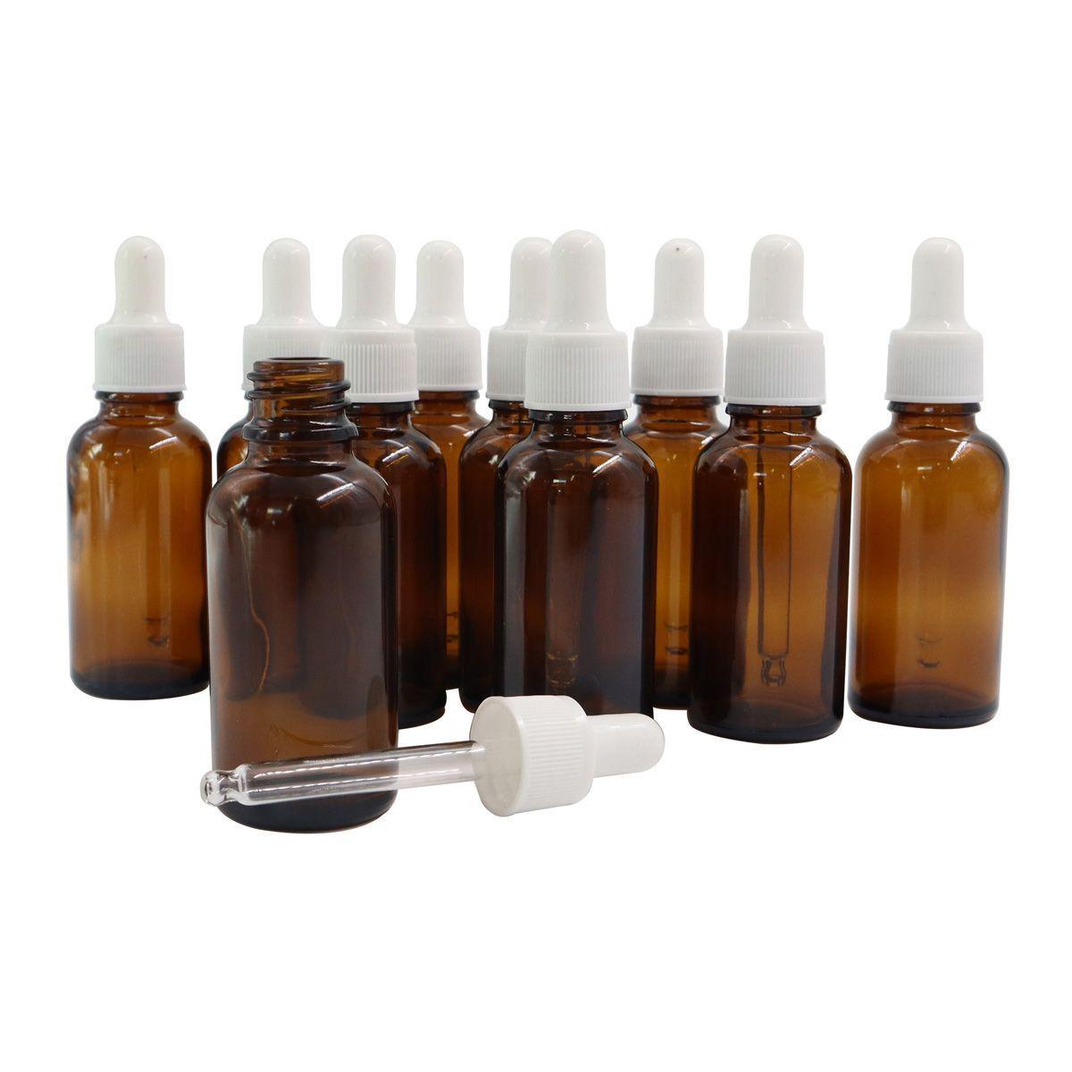 Kit 10 Frascos gotero de vidrio 30ml ámbar transpa-0