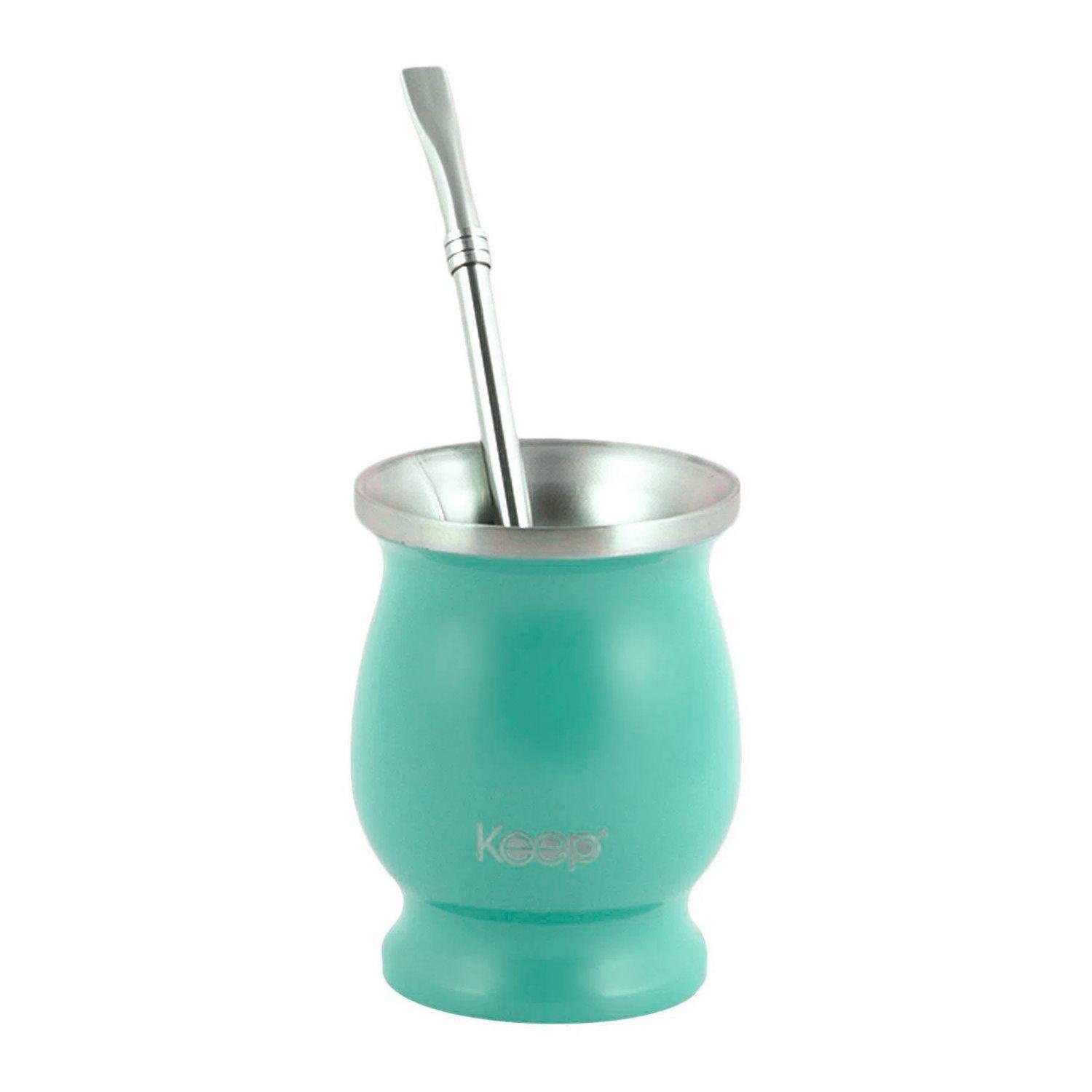 Mate Con Bombilla Clásico 200 ml Celeste / Amarillo - Keep-2