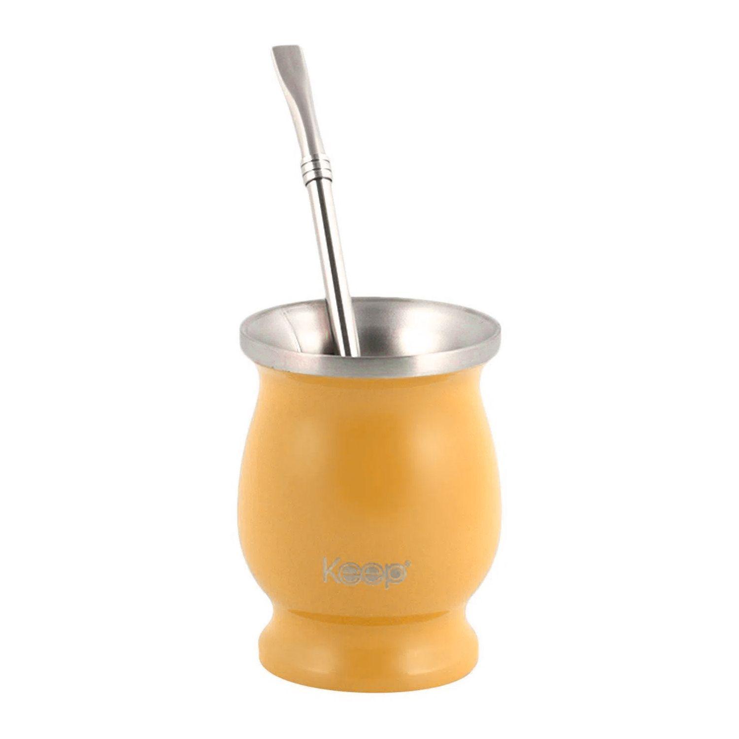 Mate Con Bombilla Clásico 200 ml Celeste / Amarillo - Keep-1