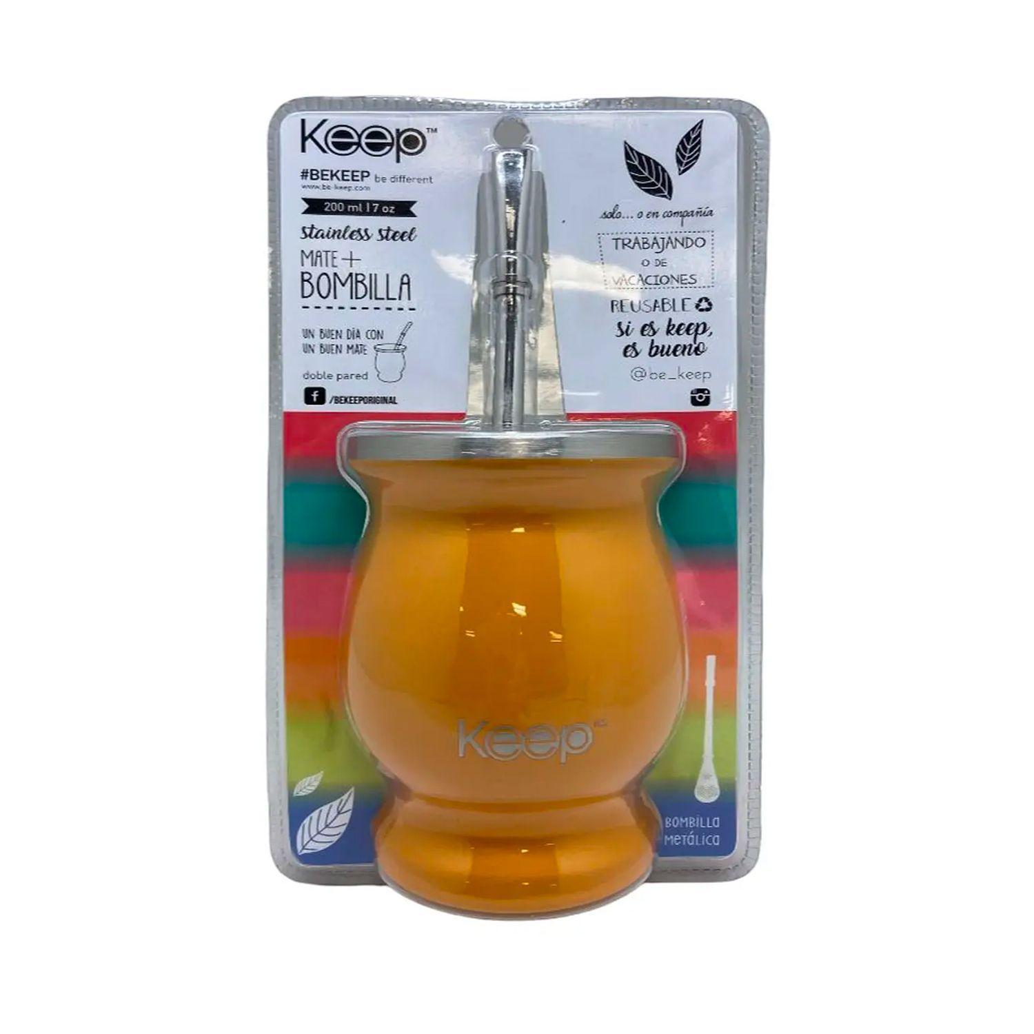 Mate Con Bombilla Clásico 200 ml Celeste / Amarillo - Keep-5