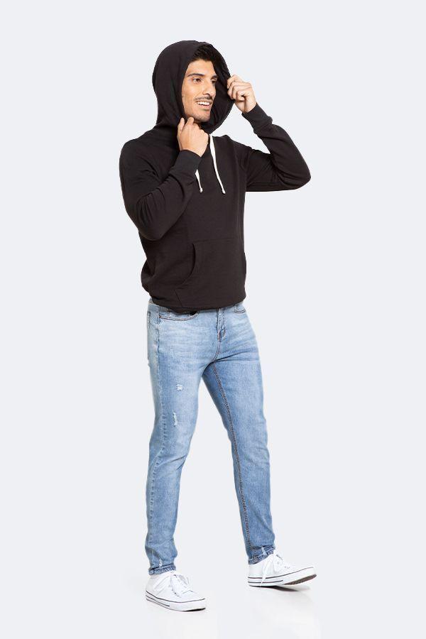 Jeans Hombre Skinny Azul Claro Con Destroyer-3