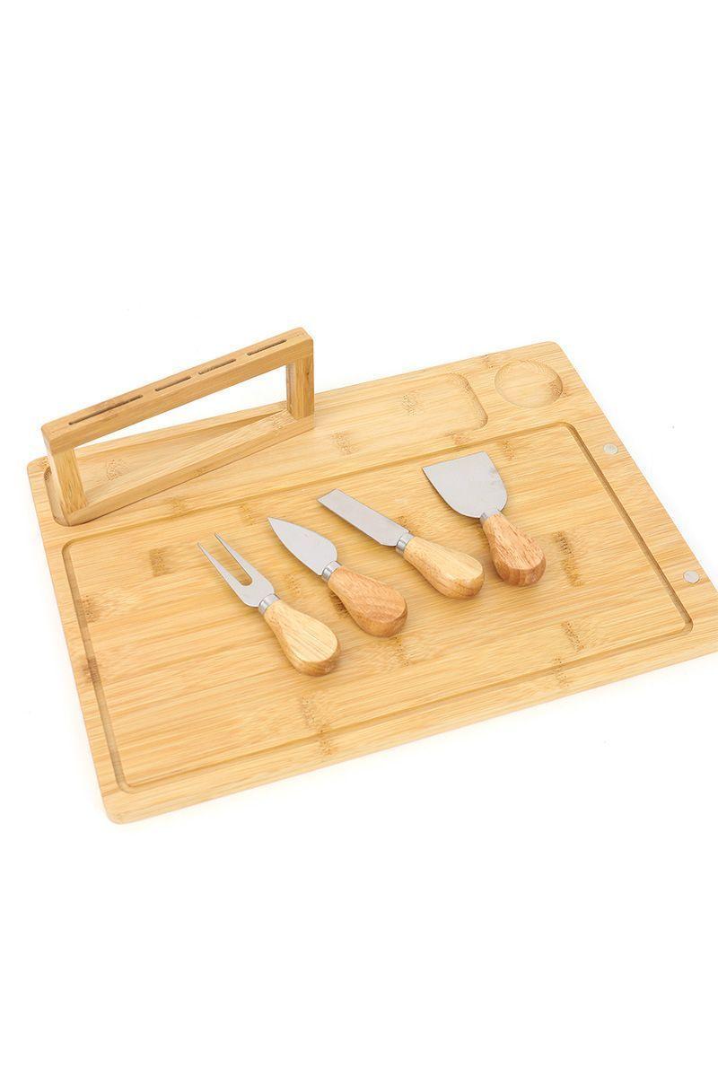 Tabla de Quesos L con 4 Utensilios Picoteo Beige-3
