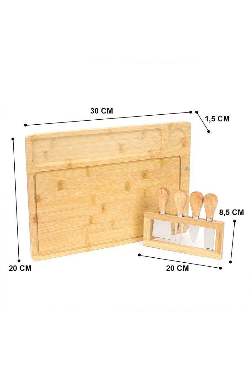 Tabla de Quesos L con 4 Utensilios Picoteo Beige-2