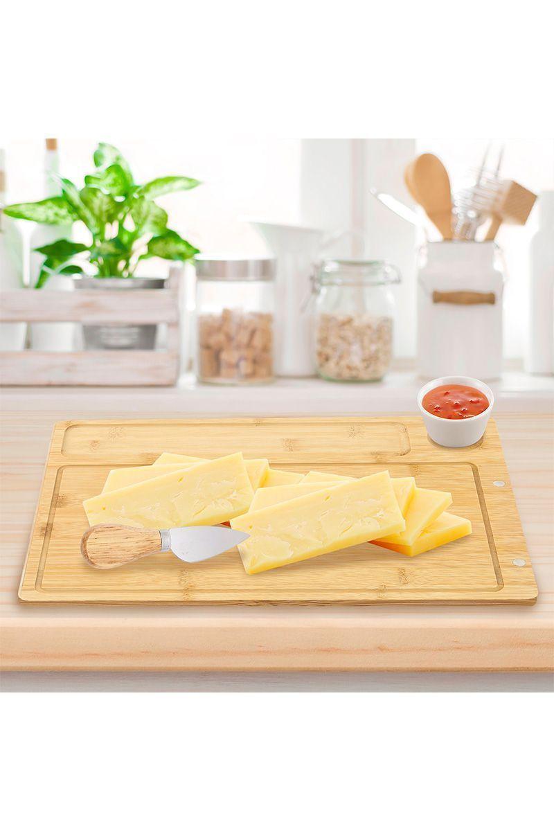 Tabla de Quesos L con 4 Utensilios Picoteo Beige-5