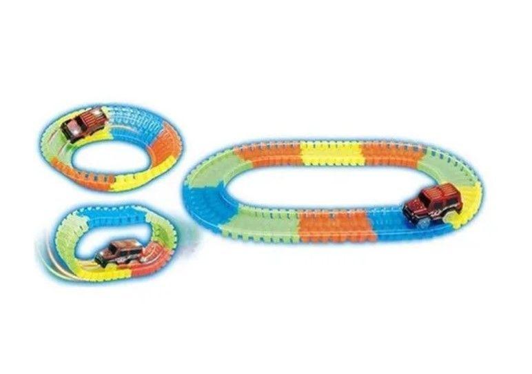 Pista De Auto Mágica Luminosa Armable Con 128 Piezas-3
