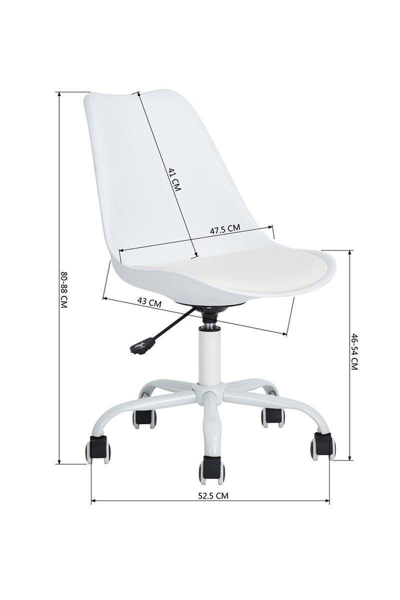 Silla de Escritorio PP Estilo Nórdico Giratoria Blanco-2