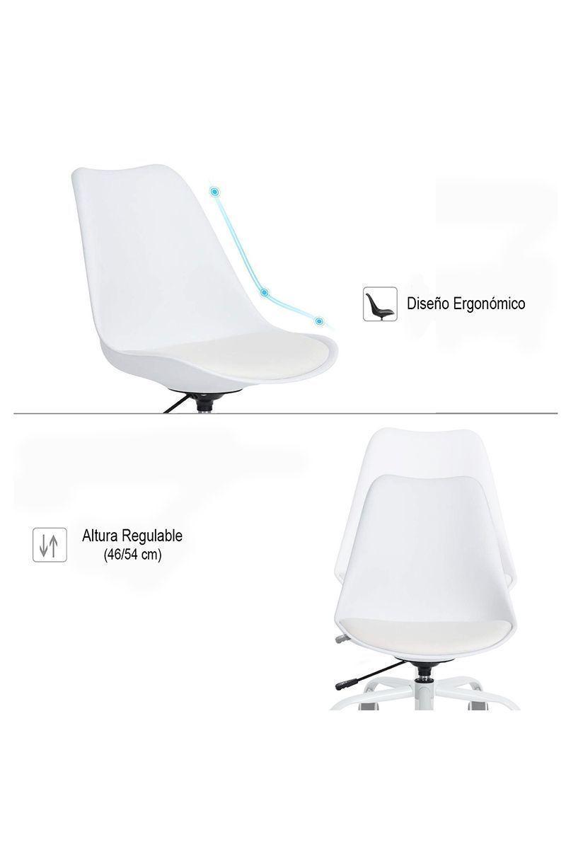 Silla de Escritorio PP Estilo Nórdico Giratoria Blanco-4