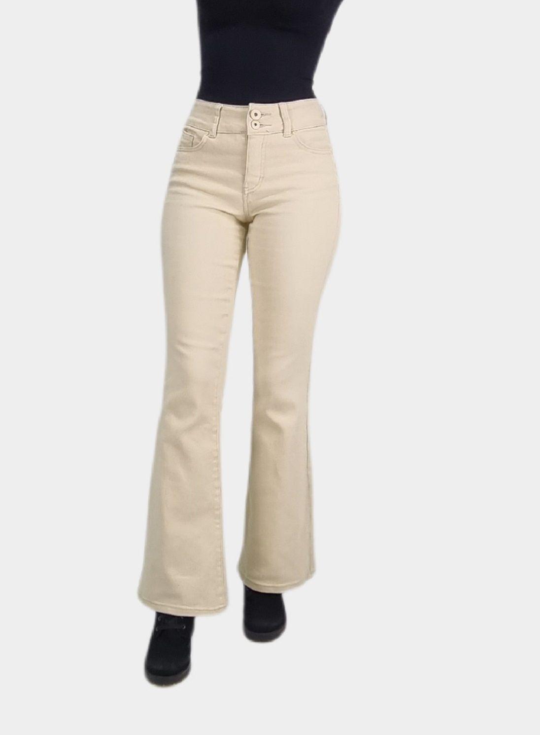 Jeans flare bottom beige-0