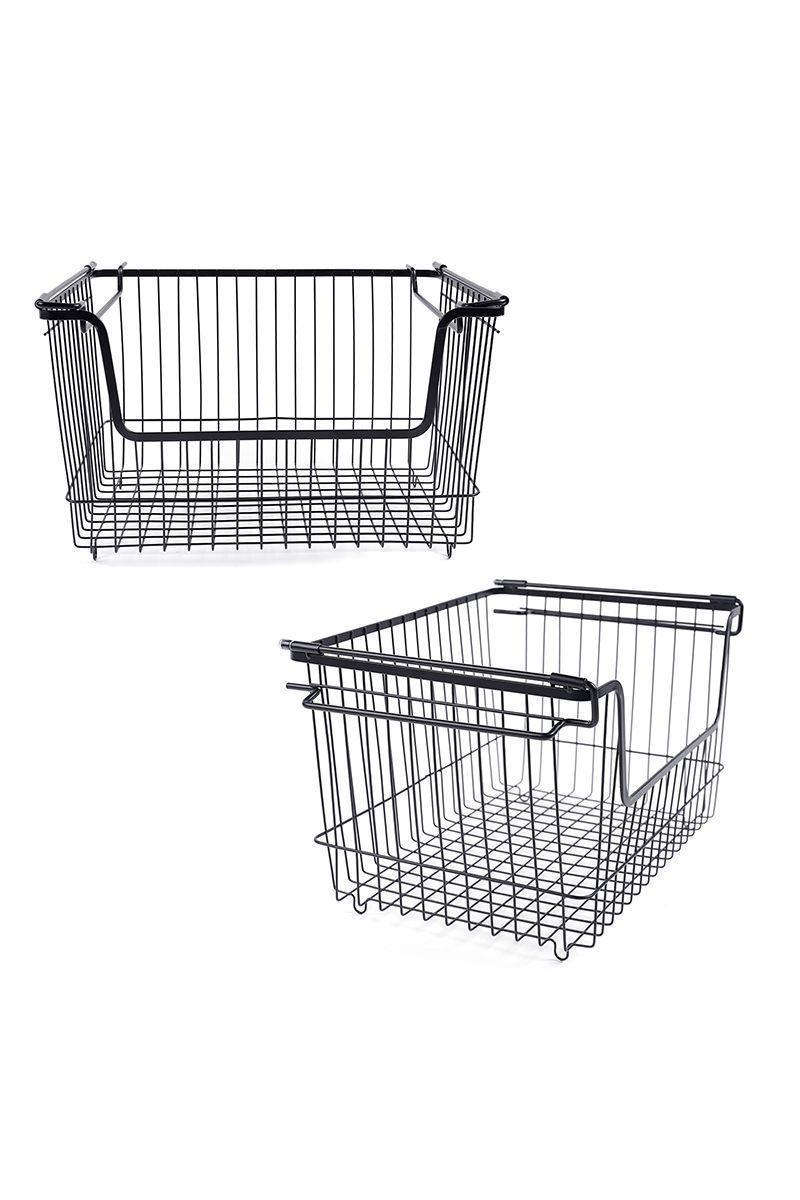 Canasto Organizador Metal Apilable Negro-3