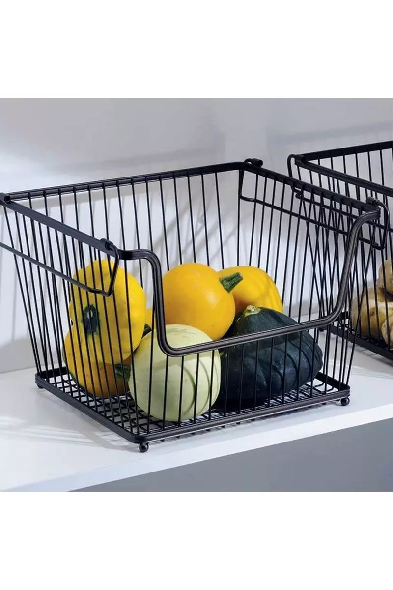 Canasto Organizador Metal Apilable Negro-1