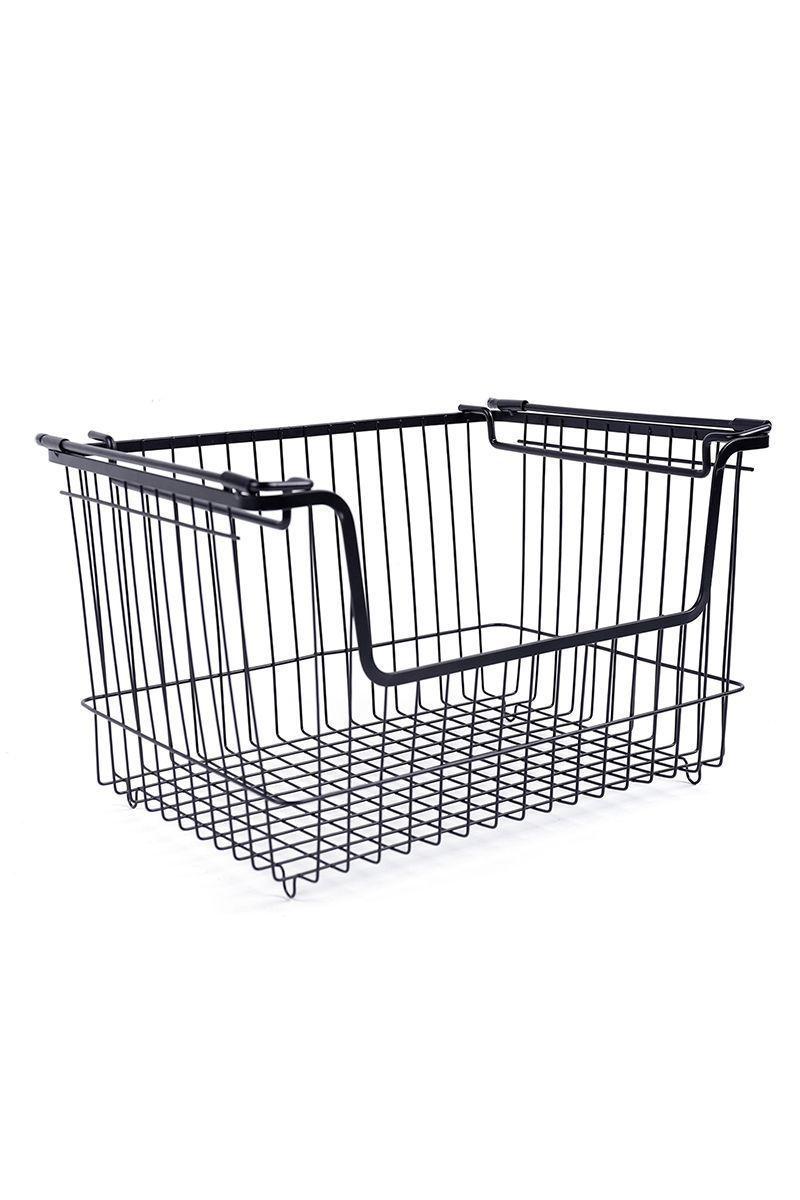Canasto Organizador Metal Apilable Negro-0