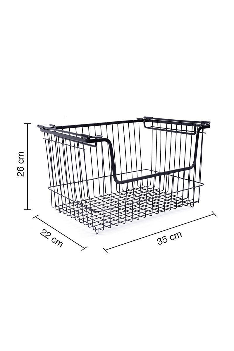 Canasto Organizador Metal Apilable Negro-2