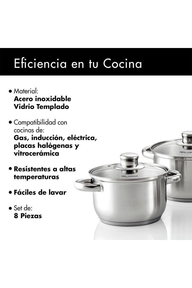 Batería Cocina 8 Piezas Acero Inoxidable Gris-3