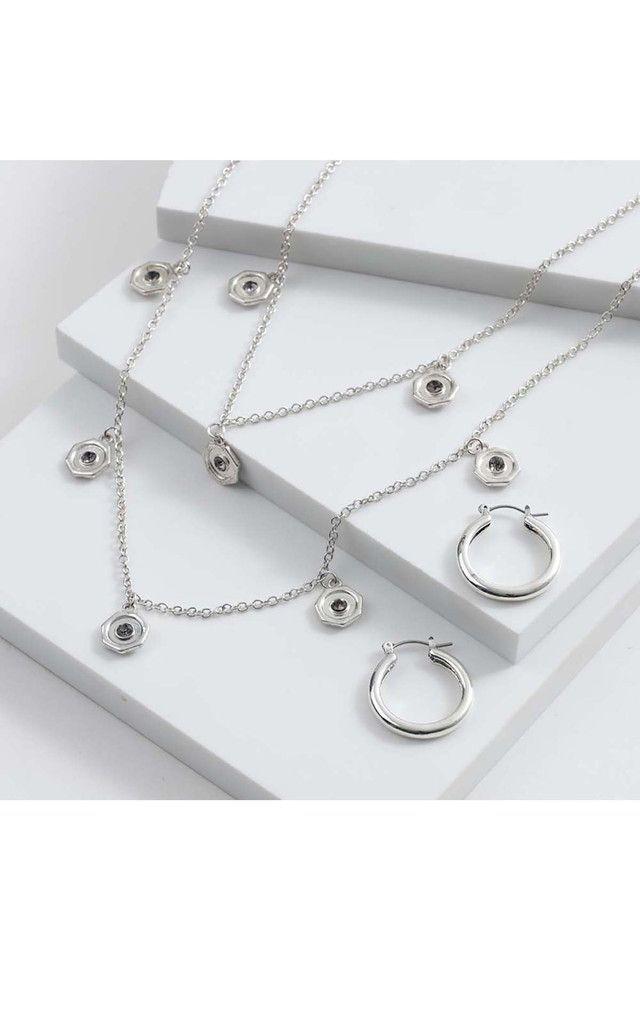 Set Collar y Aros Plateado Debbie Humana-0