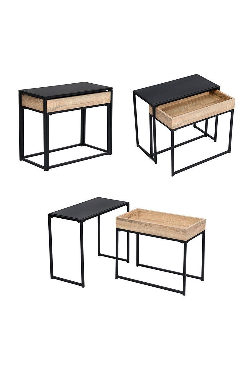 Mesa Lateral Cubix Acero Café-4