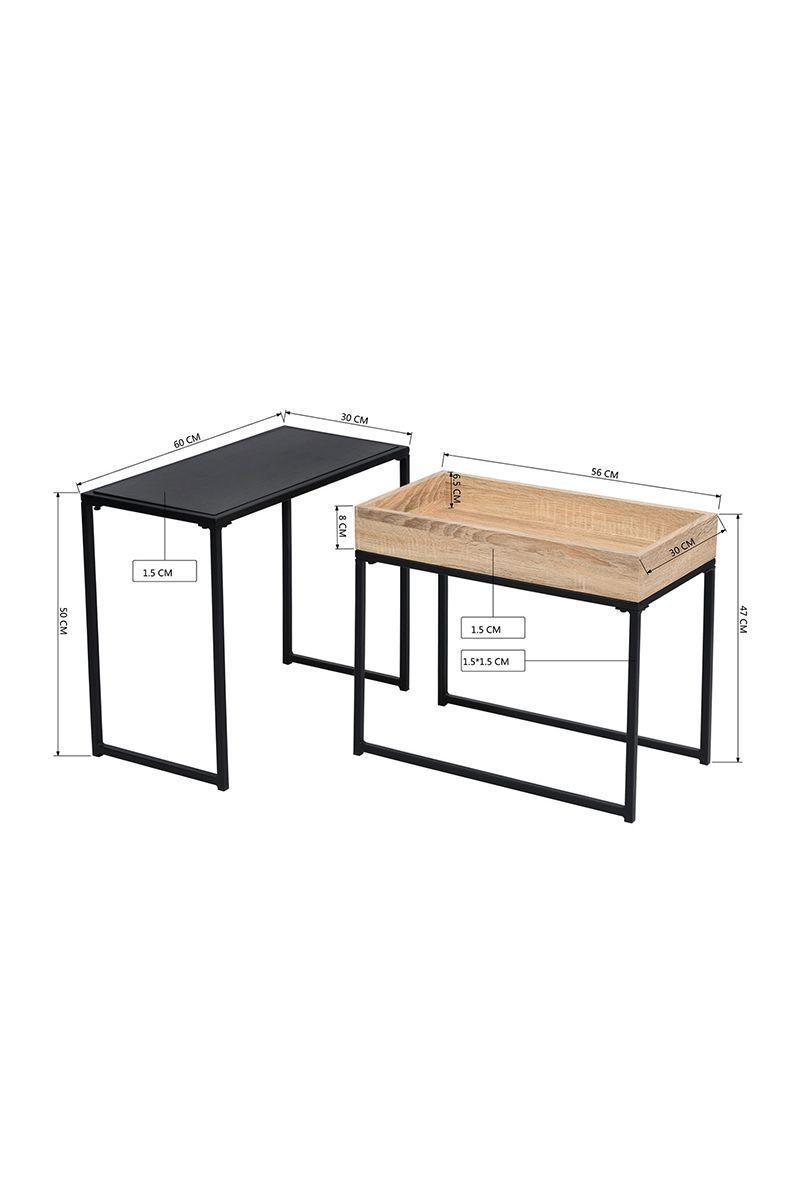 Mesa Lateral Cubix Acero Café-2