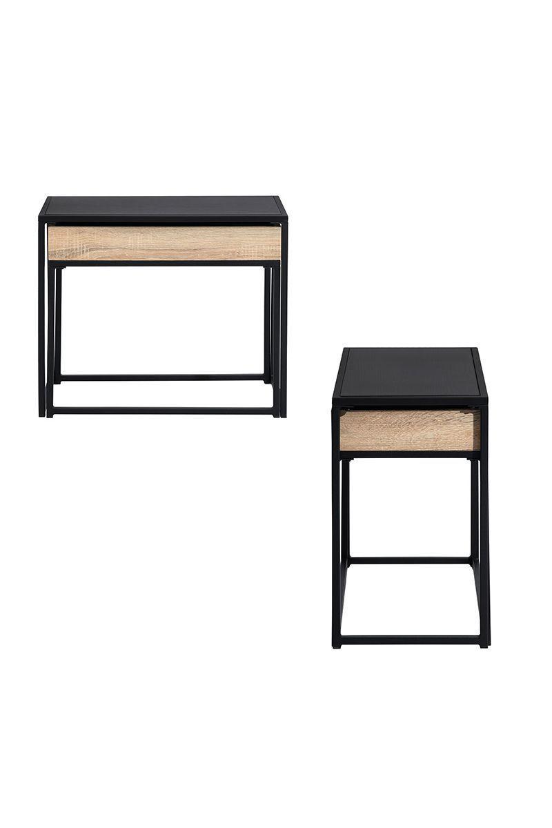 Mesa Lateral Cubix Acero Café-3