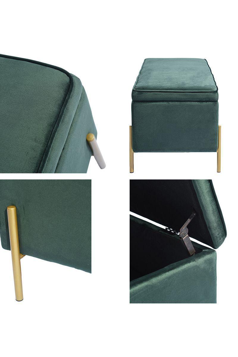 Banqueta Baúl Terciopelo Tudor Verde-4