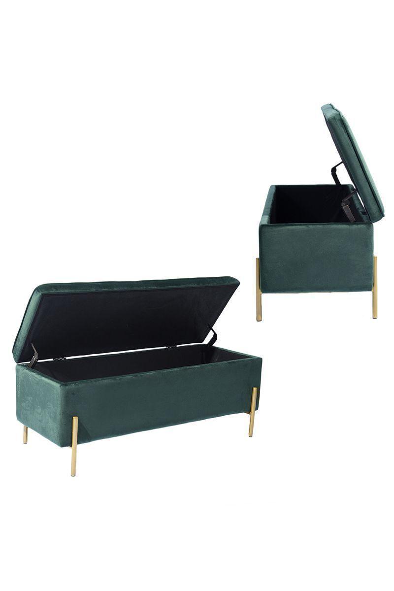 Banqueta Baúl Terciopelo Tudor Verde-3